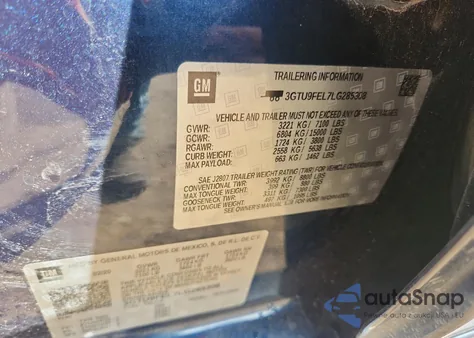 2020 GMC Sierra K1500 Denali z USA, uszkodzony, nr VIN 3GTU9FEL7LG285308